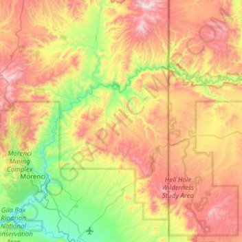 Mappa topografica San Francisco River, altitudine, rilievo