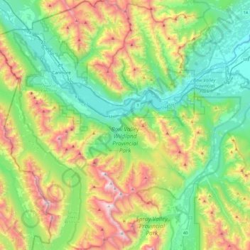 Mappa topografica Bow Valley Wildland Provincial Park, altitudine, rilievo