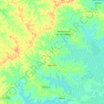 Mappa topografica Matinha, altitudine, rilievo
