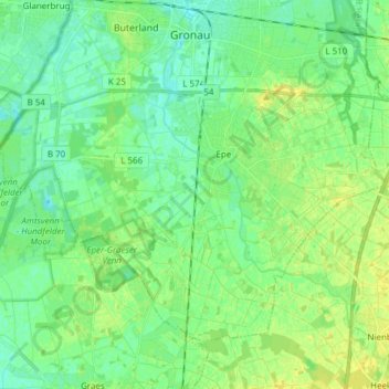 Mappa topografica Epe, altitudine, rilievo