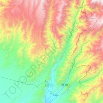 Mappa topografica Río Grande, altitudine, rilievo