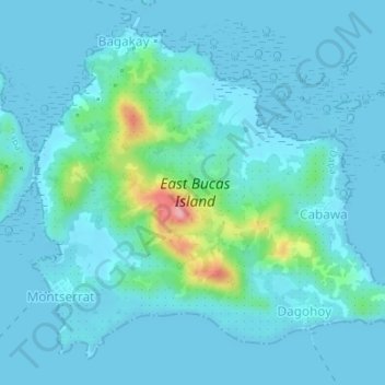 Mappa topografica East Bucas Island, altitudine, rilievo