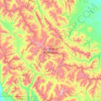 Mappa topografica Scapegoat Wilderness Area, altitudine, rilievo