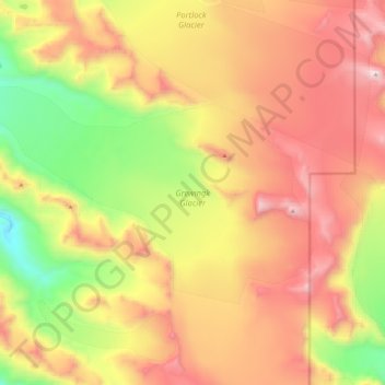 Mappa topografica Grewingk Glacier, altitudine, rilievo
