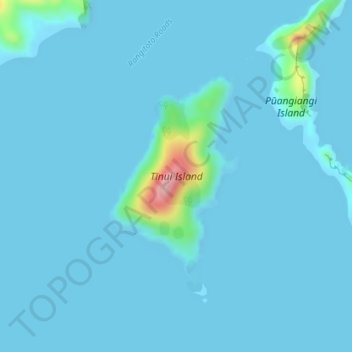 Mappa topografica Tīnui Island, altitudine, rilievo