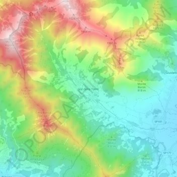 Mappa topografica Val della Torre, altitudine, rilievo