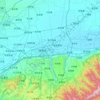 Mappa topografica 临渭区, altitudine, rilievo