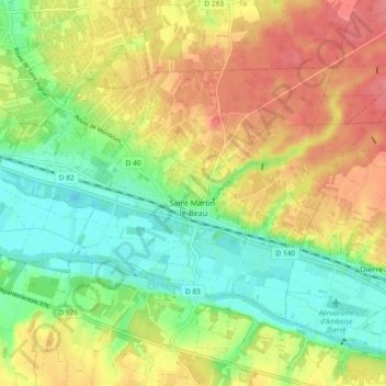 Mappa topografica Saint-Martin-le-Beau, altitudine, rilievo