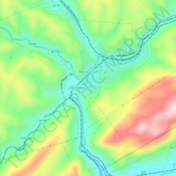 Mappa topografica Appalachia, altitudine, rilievo