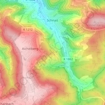 Mappa topografica Schnait, altitudine, rilievo