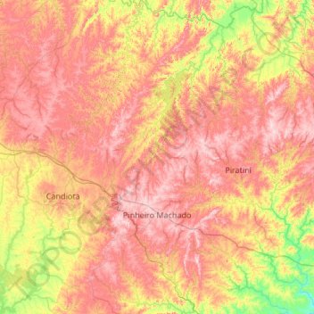 Mappa topografica Pinheiro Machado, altitudine, rilievo