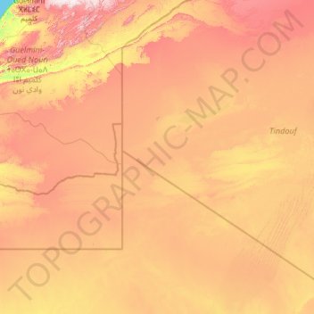 Mappa topografica Tindouf, altitudine, rilievo