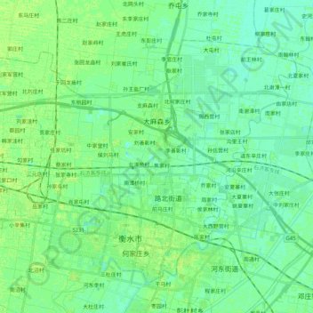 Mappa topografica 大麻森乡, altitudine, rilievo