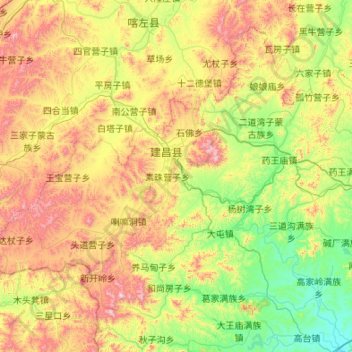 Mappa topografica 建昌县, altitudine, rilievo