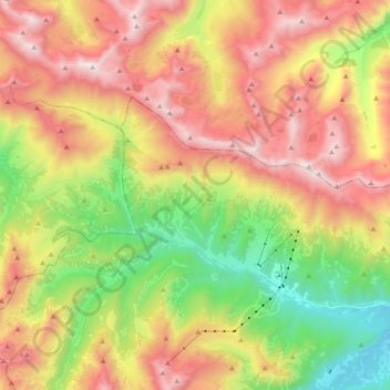 Mappa topografica Архыз, altitudine, rilievo