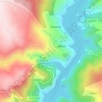 Mappa topografica Erbedeiro, altitudine, rilievo