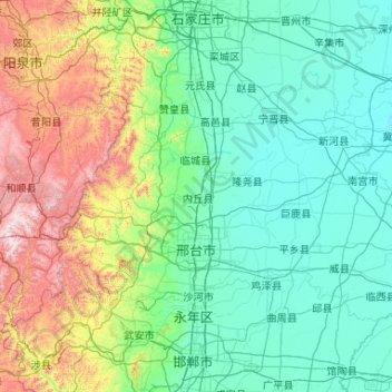 Mappa topografica 邢台市, altitudine, rilievo