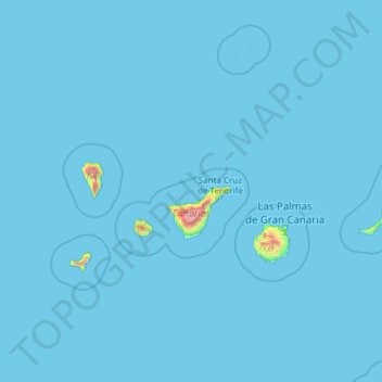 Mappa topografica Iles Canaries, altitudine, rilievo