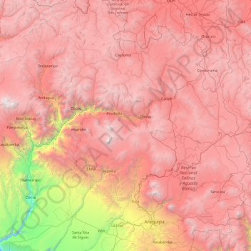Mappa topografica Caylloma, altitudine, rilievo