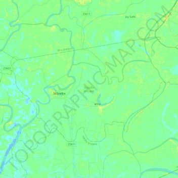 Mappa topografica Mithamain Upazila, altitudine, rilievo