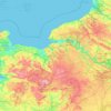 Mappa topografica Normandië, altitudine, rilievo