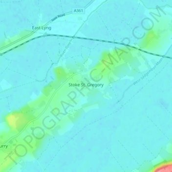 Mappa topografica Stoke St. Gregory, altitudine, rilievo