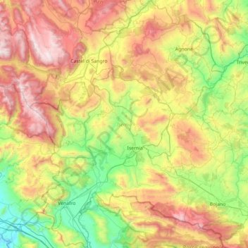 Mappa topografica Isernia, altitudine, rilievo