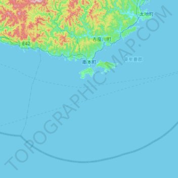 Mappa topografica 東牟婁郡, altitudine, rilievo