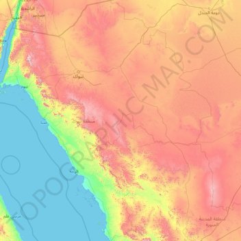 Mappa topografica Provincia di Tabuk, altitudine, rilievo