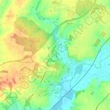 Mappa topografica Ufford, altitudine, rilievo
