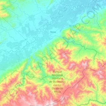 Mappa topografica Tocoa, altitudine, rilievo
