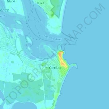 Mappa topografica Yamba, altitudine, rilievo