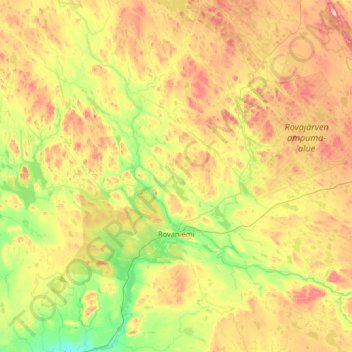 Mappa topografica Rovaniemi, altitudine, rilievo