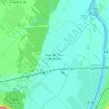 Mappa topografica Saint-Mathieu-de-Beloeil, altitudine, rilievo
