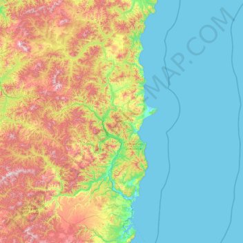 Mappa topografica Ванинский район, altitudine, rilievo