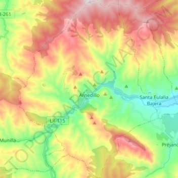Mappa topografica Arnedillo, altitudine, rilievo