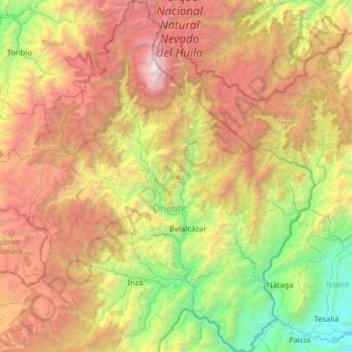 Mappa topografica Páez, altitudine, rilievo