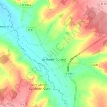 Mappa topografica Le Mesnil-Durand, altitudine, rilievo