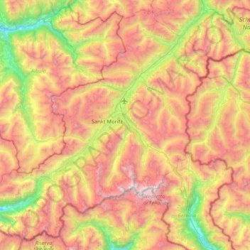 Mappa topografica Maloja, altitudine, rilievo