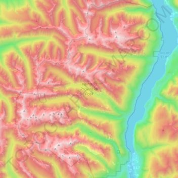 Mappa topografica Valhalla Provincial Park, altitudine, rilievo