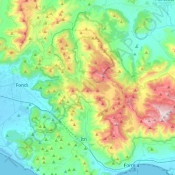 Mappa topografica Parco dei Monti Aurunci, altitudine, rilievo