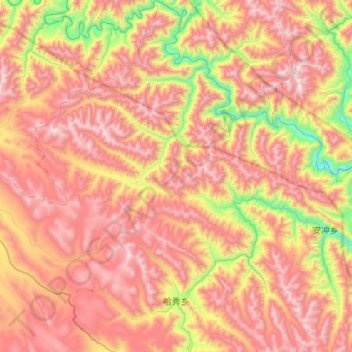 Mappa topografica 哈秀乡, altitudine, rilievo