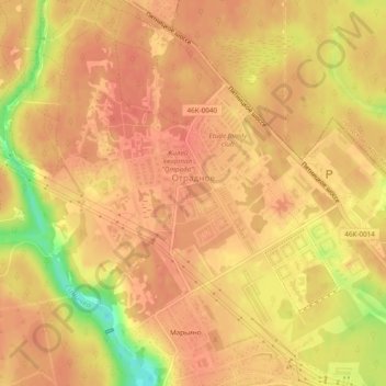 Mappa topografica Отрадное, altitudine, rilievo