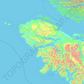 Mappa topografica Area B (Quatsino Sound/Cape Scott), altitudine, rilievo