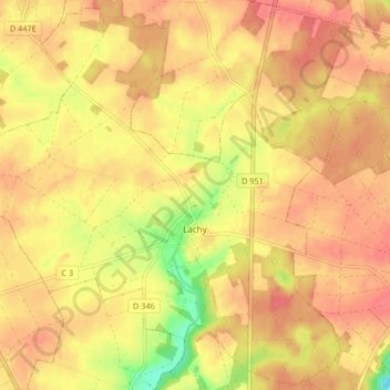 Mappa topografica Lachy, altitudine, rilievo