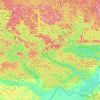 Mappa topografica Urucará, altitudine, rilievo
