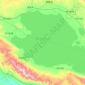 Mappa topografica 青海湖, altitudine, rilievo