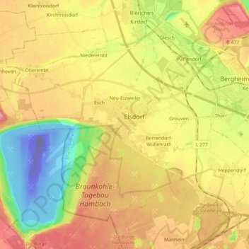 Mappa topografica 50189, altitudine, rilievo