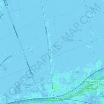 Mappa topografica Schelluinen, altitudine, rilievo