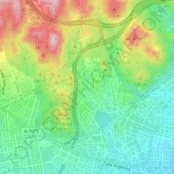 Mappa topografica Riotinto, altitudine, rilievo